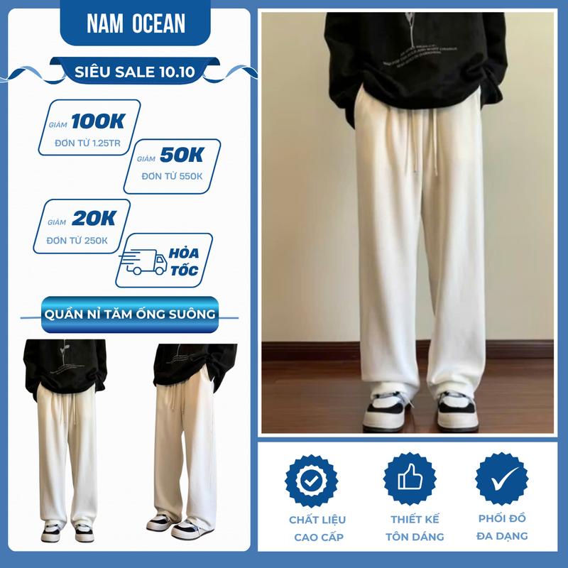 Quần Dài Nam Nữ Ocean M68 Thun Nỉ Tăm Cao Cấp Cạp Cao Dây Rút - Tết Ong Menswear