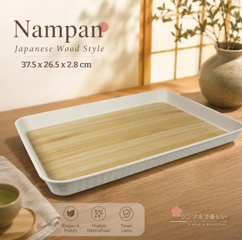 Masogi Mall | Tea Tray Wood Style | Nampan Plastik Teh | Tatakan Gelas Meja