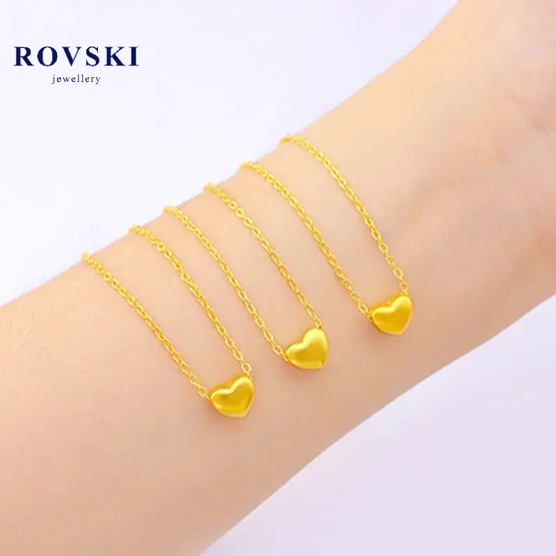 SS24 Women's Brass Gilding  Material Small Love Pendant O-shaped Necklace Japan and South Korea Fashion