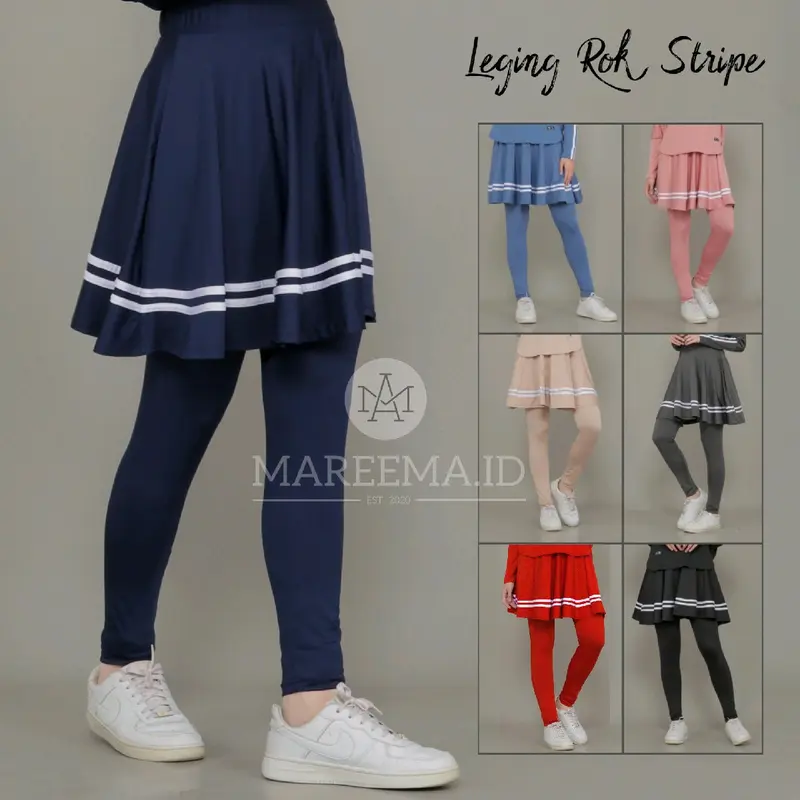 Legging Rok Olahraga Stripe Wanita Skirt Sport Jogging Renang Sepeda Lari Zumba Senam Aerobik Outdoor Celana Yoga 0