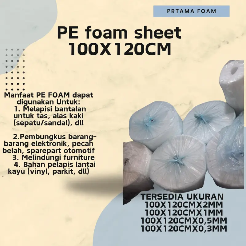 Busa Packing PE Foam Sheet 0,5m,1mm,0,3MM, 2mm x 120cm x 100cm Parket, Lapisan Tas, Wrapping 0