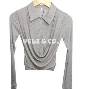 Atasana Wanita Blouse Kerah Kemeja lengan panjang