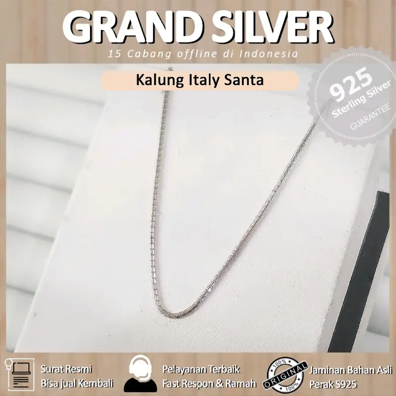 Grand Silver - Kalung italy Santa putih berkilau 2
