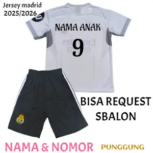 SETELAN JERSEY REAL MADRID / JERSEY BOLA / JERSEY REAL MADRID / JERSEY ANAK-ANAK Cepat Kering Uniseks Set Nyaman Outdoor Sport Baju