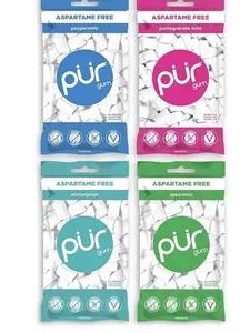 PUR Gum | Aspartame Free Chewing Gum | 100% Xylitol  Spearmint, Peppermint, Bubblegum & Wintergreen, 55 Pieces (