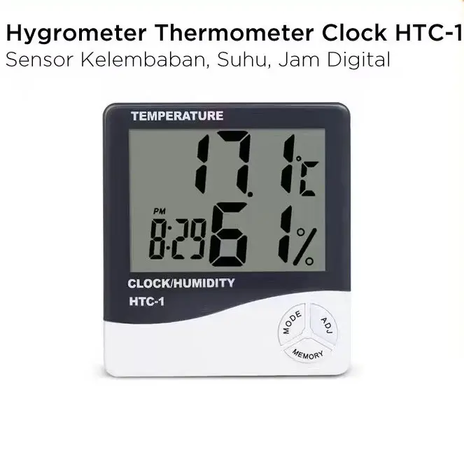 cod&ready HTC-1 Hygrometer Termometer Ruangan Digital Jam Thermometer Indoor HTC1 GLOBAL SHOP2008 0