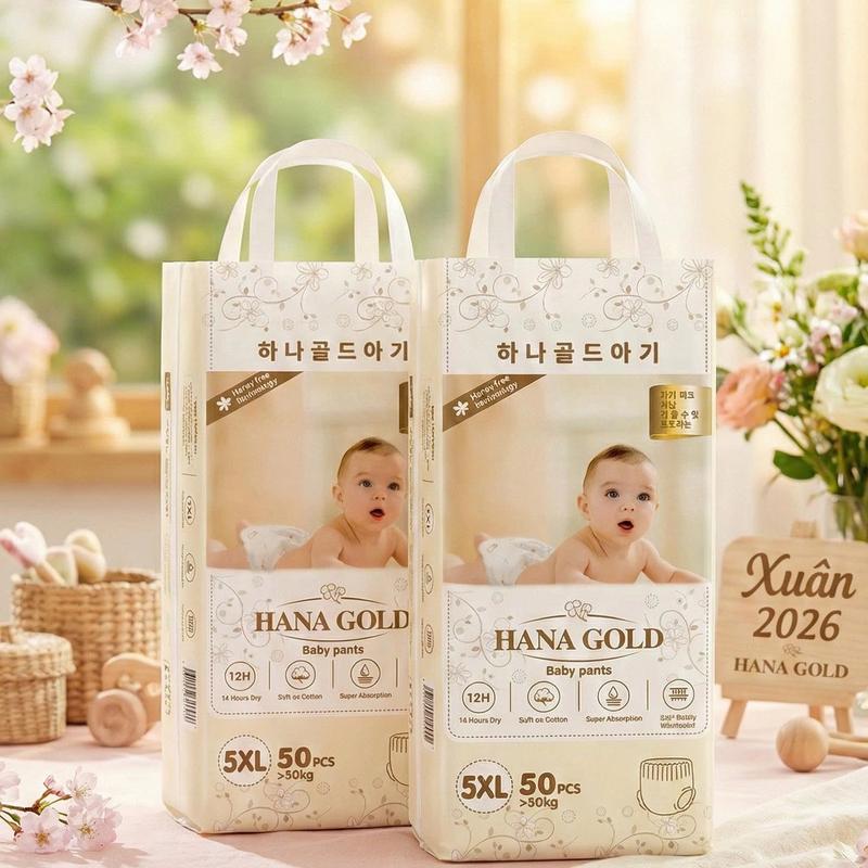 Bỉm quần hana gold cao câp cho bé 100 miếng- Chuyên gia bỉm đêm, chống trào đến 12h size M/L/XL/XXL cho bé từ 4kg - 30kg bỉm đêm thấm hút tốt Cho Bé bỉm mjjuku
