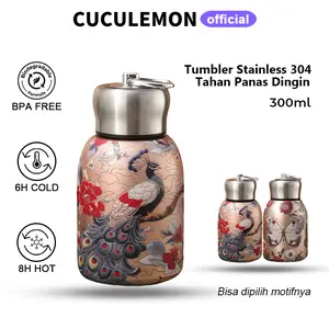 CucuLemon Mini Termos Stainless Steel Tumbler Tahan Air Panas Dingin 300ML Botol Minum Vacuum Water Bottles Silicon