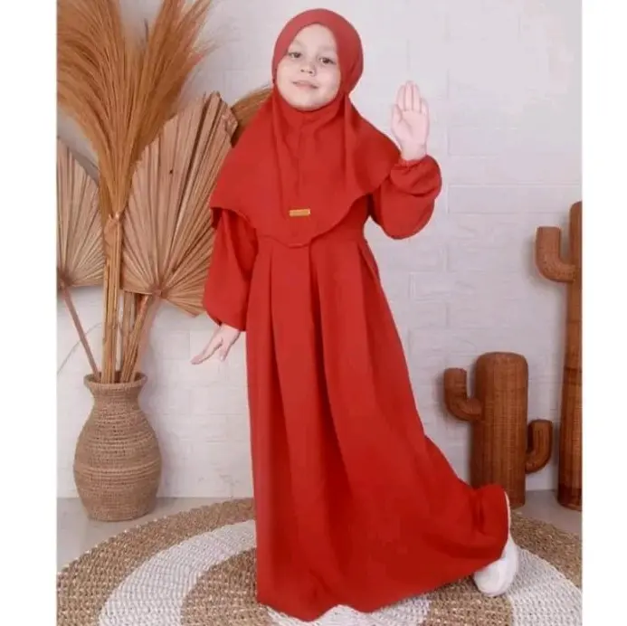 Nada Gamis Anak Set Kerudung Lengan karet/ Fashion Anak Terbaru untuk 2-10 tahun / Baju Lebaran Anak 2024 /bisa COD 0