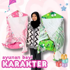 Ayunan Bayi Motif Karakter Lengkap Satu Set Per Jumbo, Per Dua, Per Tiga, Per Lima dan Kain Ayunan Kelambu