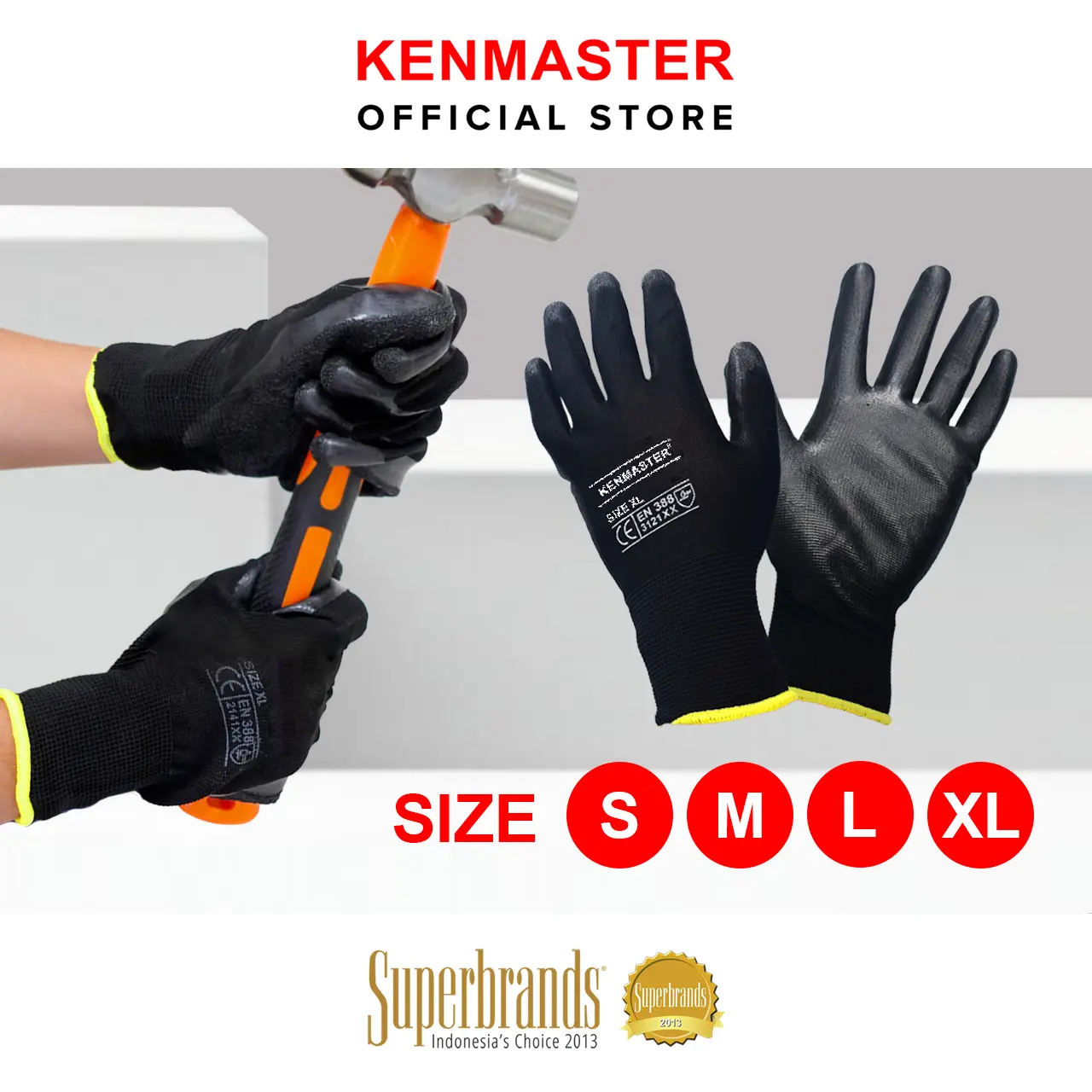 Kenmaster Sarung Tangan Pelindung KM1001 Hitam / Sarung Tangan Anti Gores / Sarung Tangan Safety