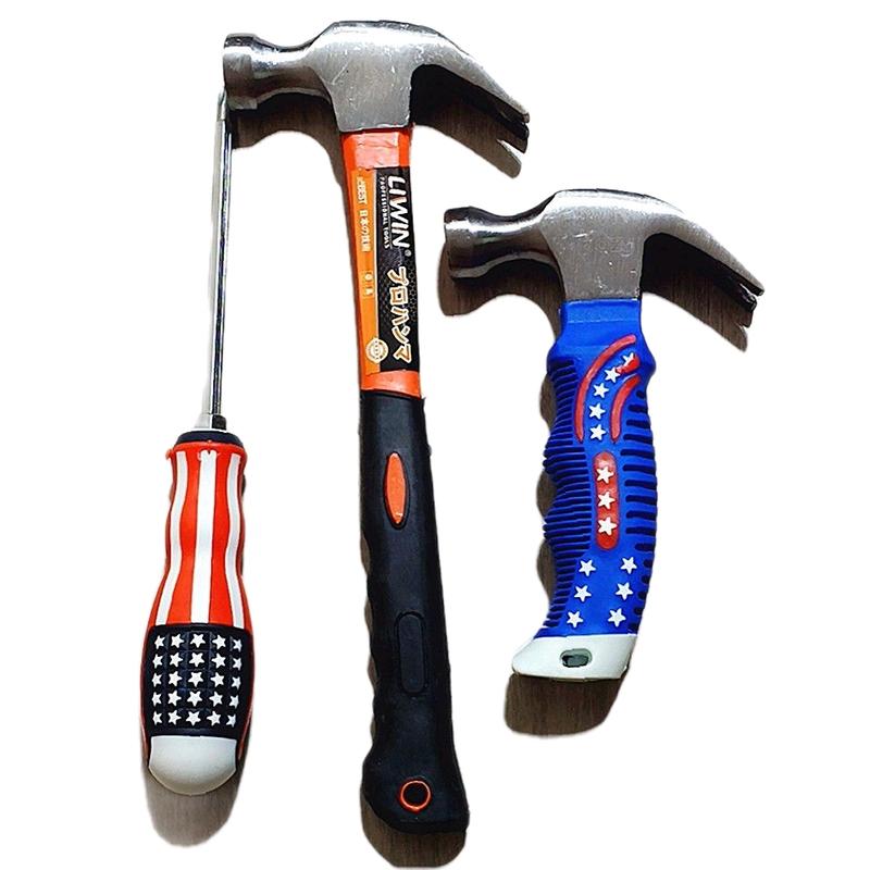  Combo 2 búa đóng đinh 1 búa cỡ lùn và 1 búa dài cán bọc xanh chống trượt 8oz hàng Liwin - Tặng kèm vít 2 đầu 