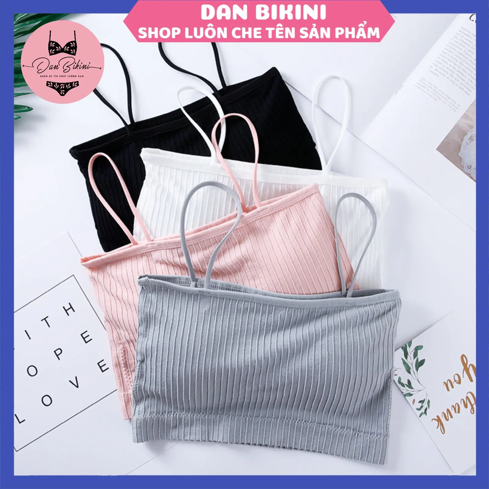 Áo Bra Nữ Cotton Gân Tăm 2 dây có đệm mút không gọng Mẫu 1224