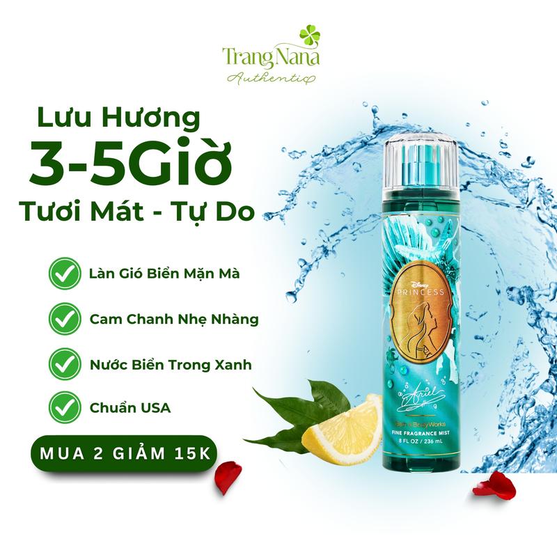 Body Mist Bath & Body Works ARIEL 236ml – Xịt Thơm Toàn Thân Hương Biển Tươi Mát Lưu Hương 3–5 Giờ Cho Nữ
