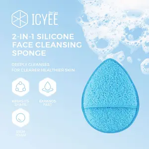 ICYEE Cleansing Sponge - Facial Puff Sponge Makeup Multifungsi Tebal & Lembut | Pembersih Wajah & Makeup Reusable | Mudah Berbusa & Dilengkapi Lubang Jari Untuk Penggunaan Yang Nyaman IC-5007