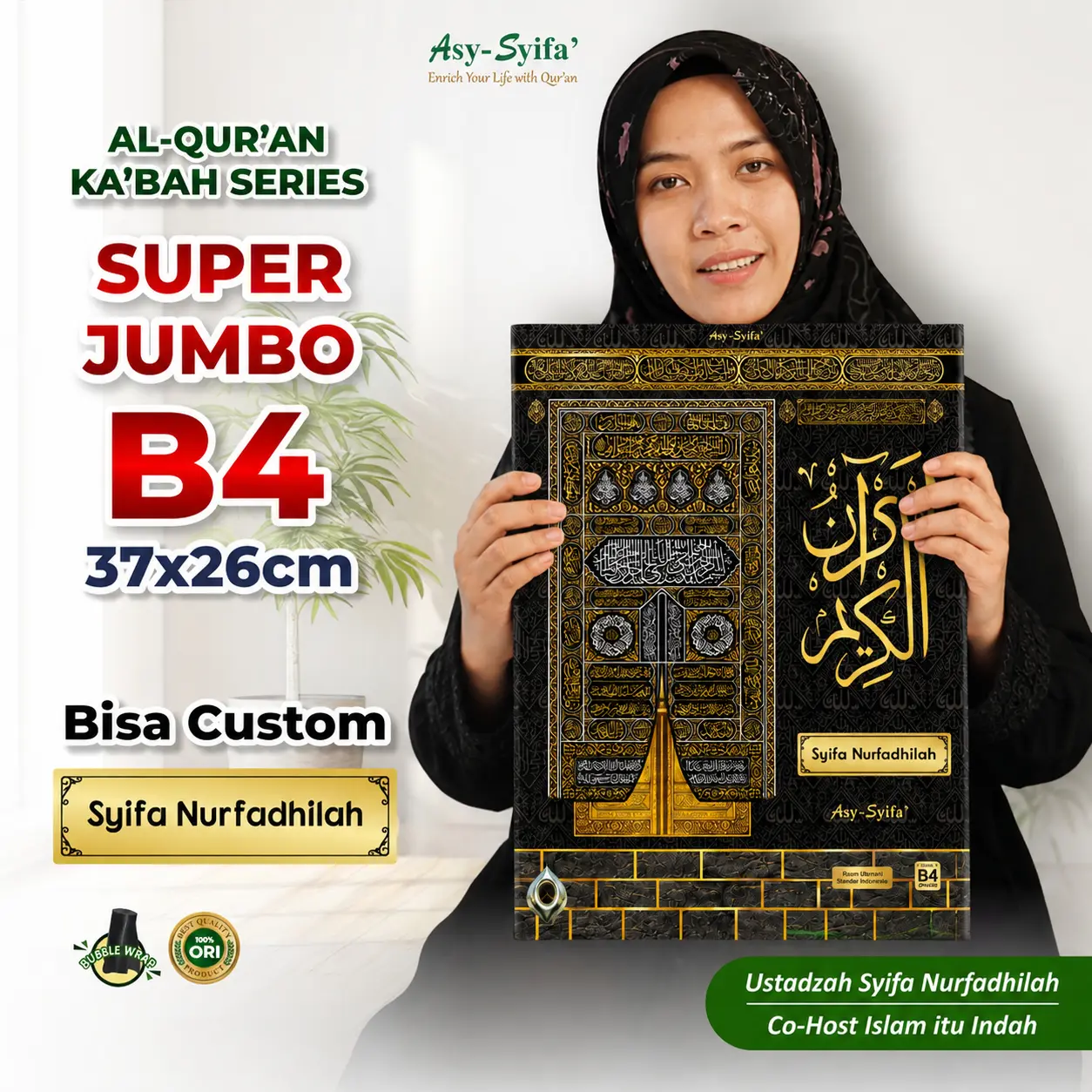 Alquran Jumbo Lansia B4 KABAH / QURAN CUSTOM NAMA FREE DZIKIR - ASY SYIFA