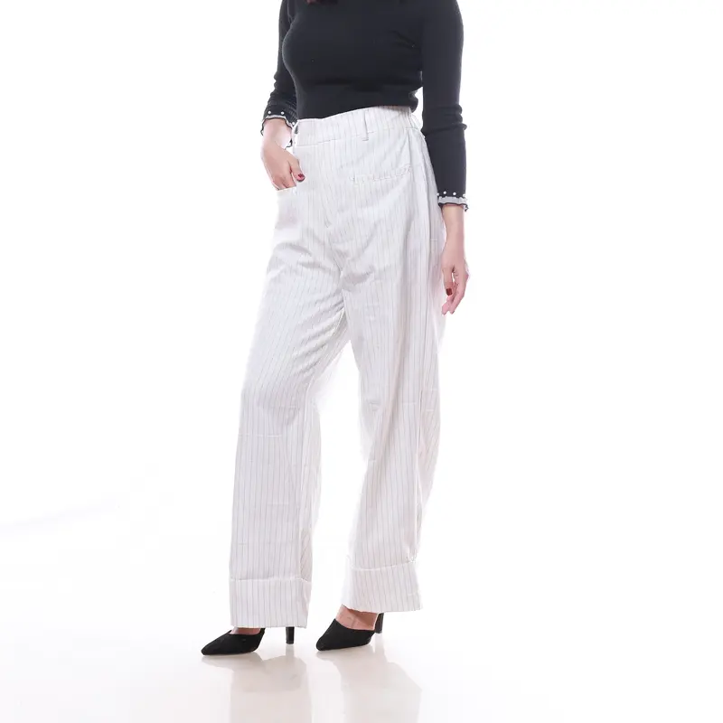 BEOM PANTS-Loose Pants Stripe Trouser Wanita 7