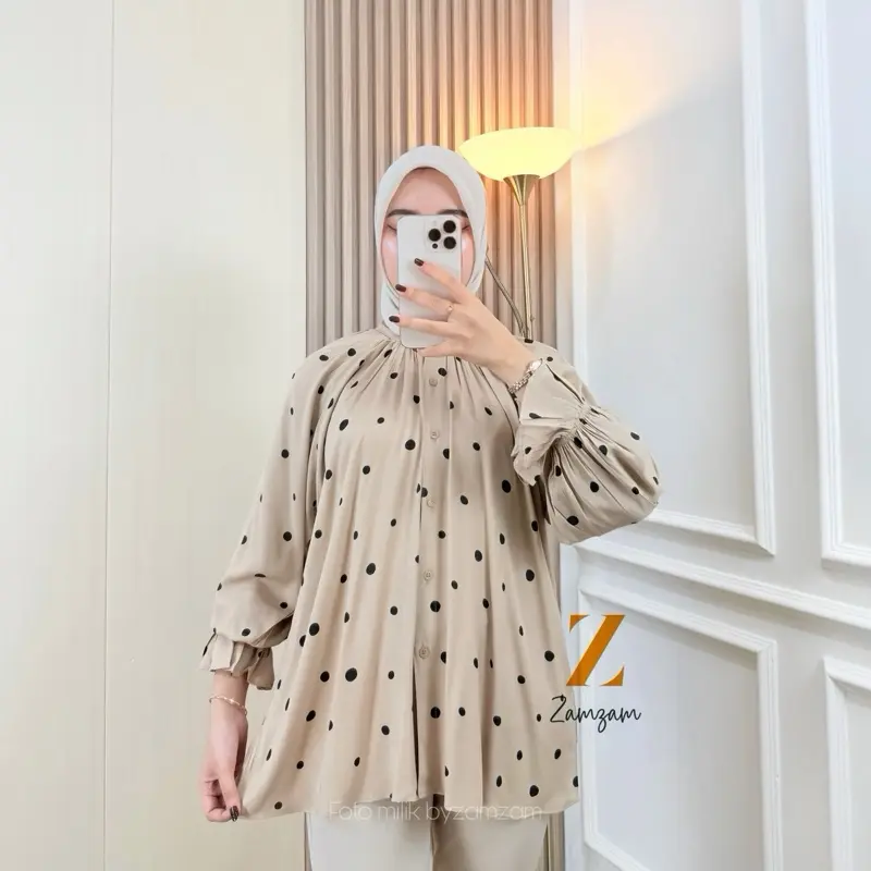 DAVINA BLOUSE POLKADOT KEMEJA DAILY KOREAN LOOK