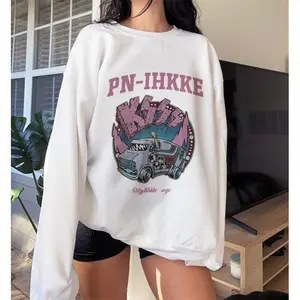 Sweater Mobil Kaos Oversized Baju Gaya Korea untuk Wanita Sweater gaya Korea yang longgar pakaian wanita trendy sweater Lengan Panjang Retro/ Oversize/Baju Wanita/Korean Style Sweater crewneck Wanita aesthetic sweater oversized