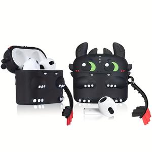 Funda para AirPods Pro 2/Pro/1/2/3/4 con diseño de dibujos animados, protector de silicona con patrón de dragón, accesorio duradero y estiloso para audífonos inalámbricos