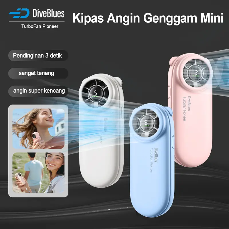 Diveblues Kipas Angin Mini Turbo Strong Portable Rechargeable Fan-5 Speed 14500RPM Digital Display Adjustable Turbo kipas High-speed Turbo kipas tangan 2000mAh tangan untuk olahraga luar ruangan dan pendinginan cepat Led kipas angin portable mini 0