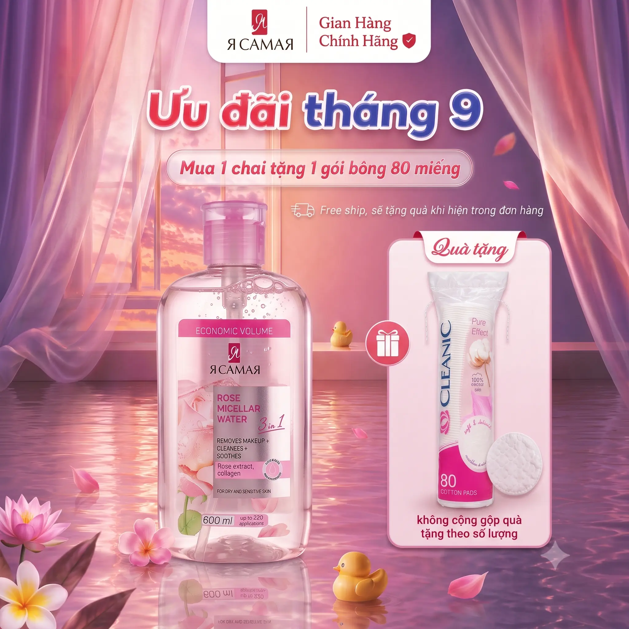 [Mua 1 Tặng 1] Nước Tẩy Trang Ya Samaya 3-in-1 Micellar Water 600ml - Hỗ Trợ Làm Sạch, Dưỡng Ẩm