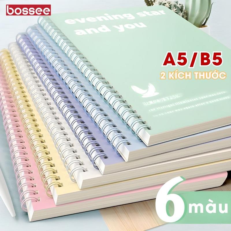 Sổ lò xo pastel 120 trang A5 B5 xinh xắn - Sổ tay vở viết học sinh giấy kẻ ngang chống lóa dày dặn