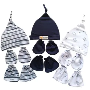 3 Set Topi Bayi Baru Lahir 3 Pcs Topi, Sarung Tangan, dan Sarung Kaki Lembut untuk Bayi Cewek dan Cowok Usia 0-6 Bulan - Boys Girls Parsel