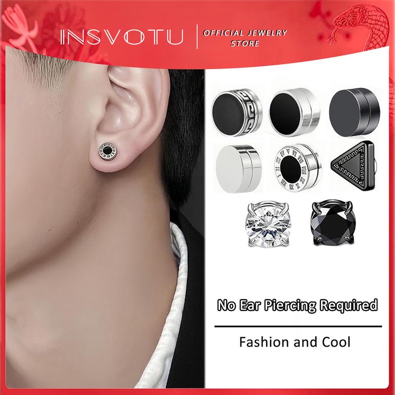 1 Cặp bông tai đinh tán nam châm từ tính không xỏ khuyên Unisex dành cho nam và nữ Kẹp tai từ tính