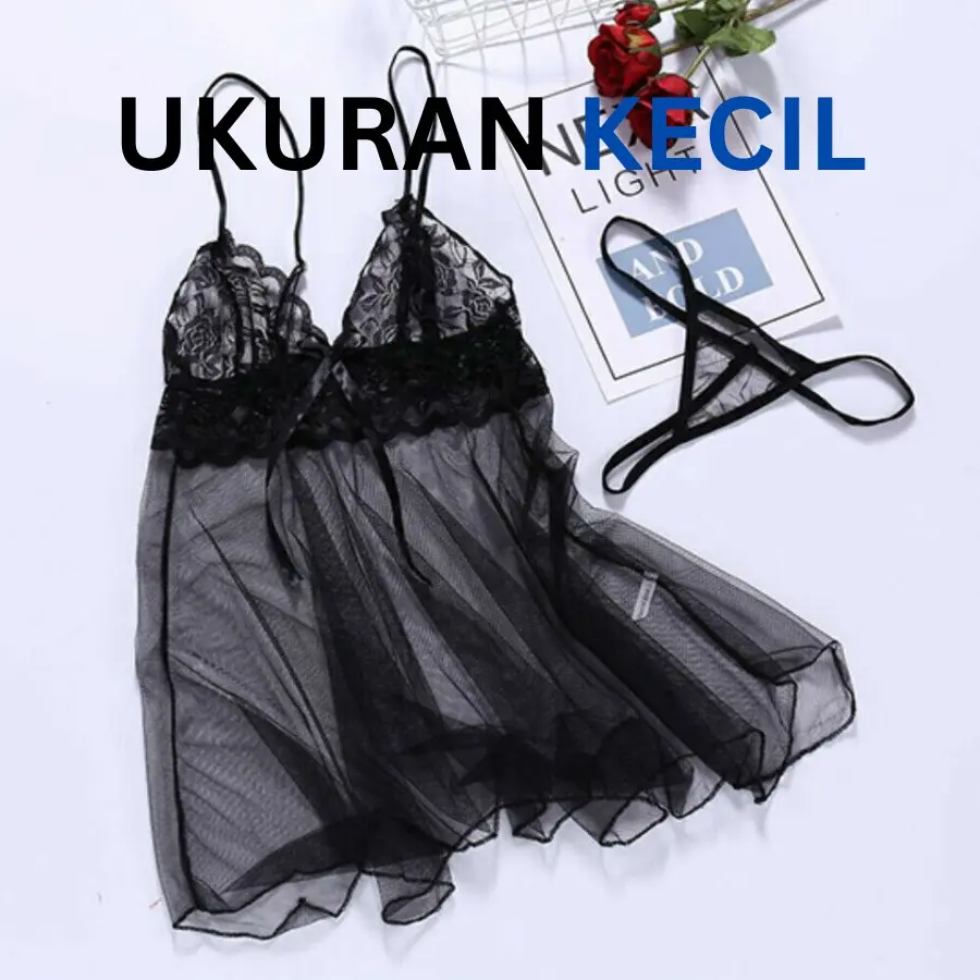 [BDSectret UKURAN KECIL]  Lingerie Set + CD Wanita Transparan Lace Tidur  Dress 1086