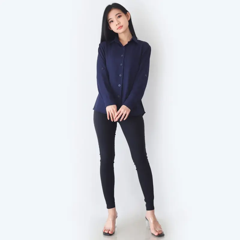 KEMEJA AUREL Basic Fit Panjang Wanita Katun Tangan viral 6