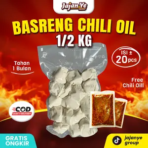 1/2 KG BASRENG PEDAS CHILI OIL Basreng Mentah 500gr + Chili Oil Jajan.Ye
