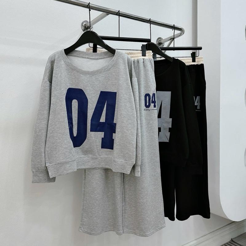 Set bộ nỉ dài tay quần xuông số 04 2 màu bigsize nữ (21396) Top