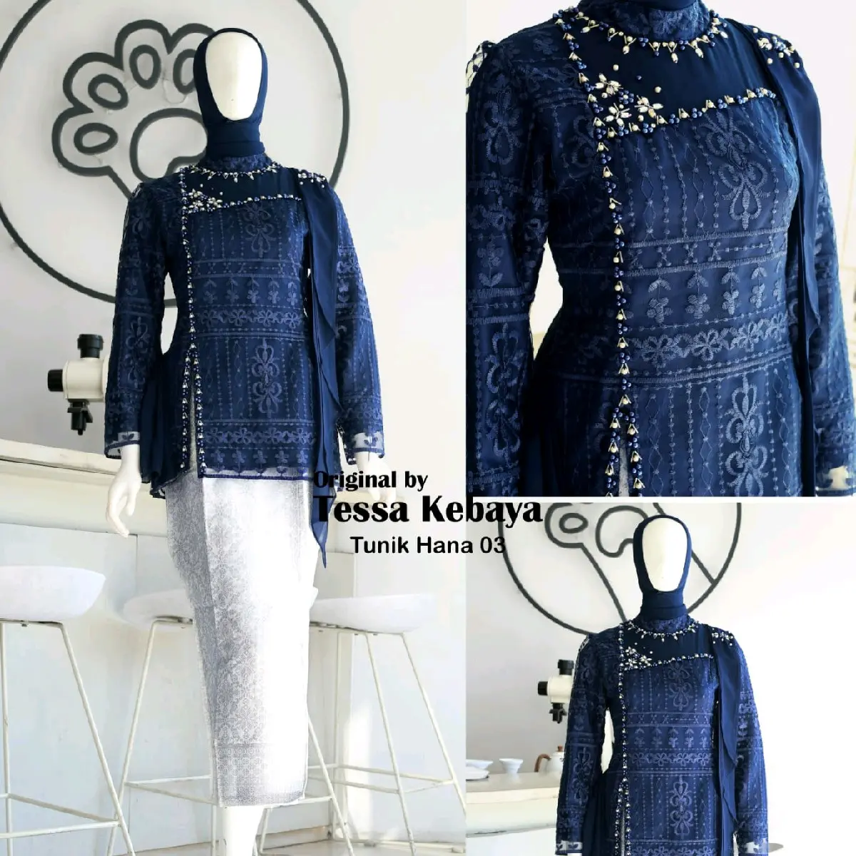 Stelan Kebaya Hana Selendang Lepas Pasang Full Payet Full Puring Iner Kebaya hana tulle Kondangan