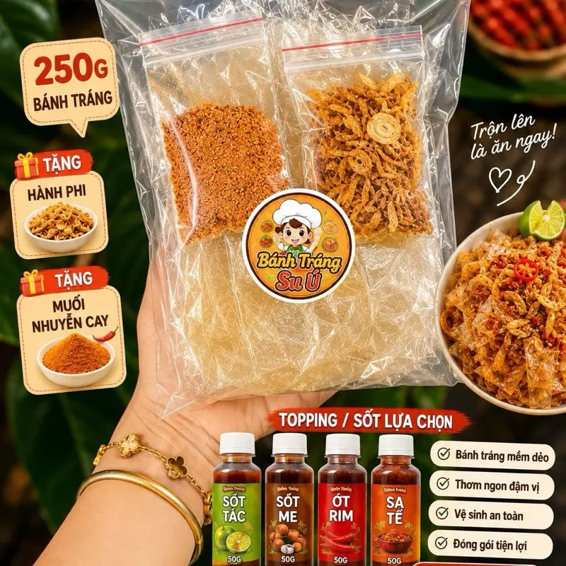 250G bánh tráng dẽo ủ bơ  MUỐI nhuyễn , HÀNH PHI