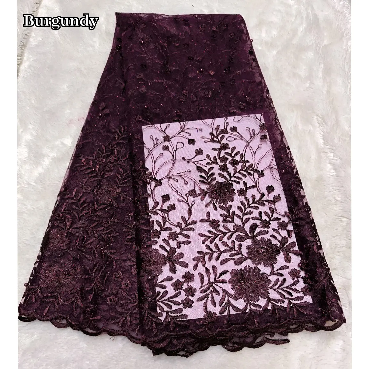 Bahan Kain Brokat Seragaman Bridesmaids - Kain  Kebaya Brukat Meteran Mewah/ Kain Tile Akar Mutiara Gliter/ Kian Tulle Tille/ Kain Brokat Burkat/ Kain Tile Meteran, Kain Tile Mutiara Motif Bunga untuk seragaman bridesmaid dan Kebaya wisuda Satin Brokat