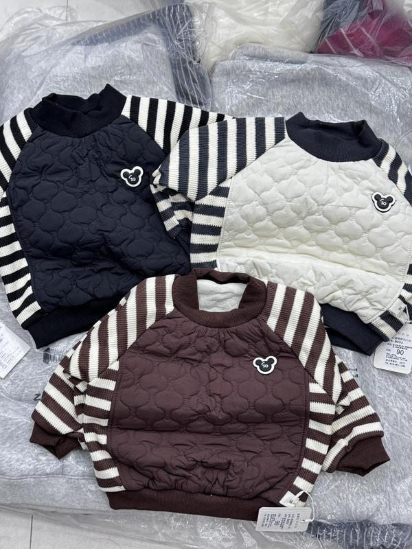 GẠO.BABY Áo len phối phao gấu siêu ấm áp cho bé by GẠO BABY