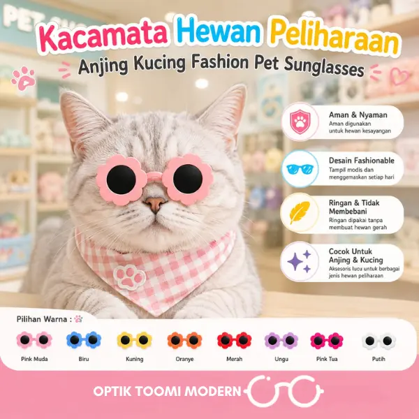 TOOMI Kacamata Hitam Hewan Kucing & Anjing Unik Fashion Model Bunga Anti UV