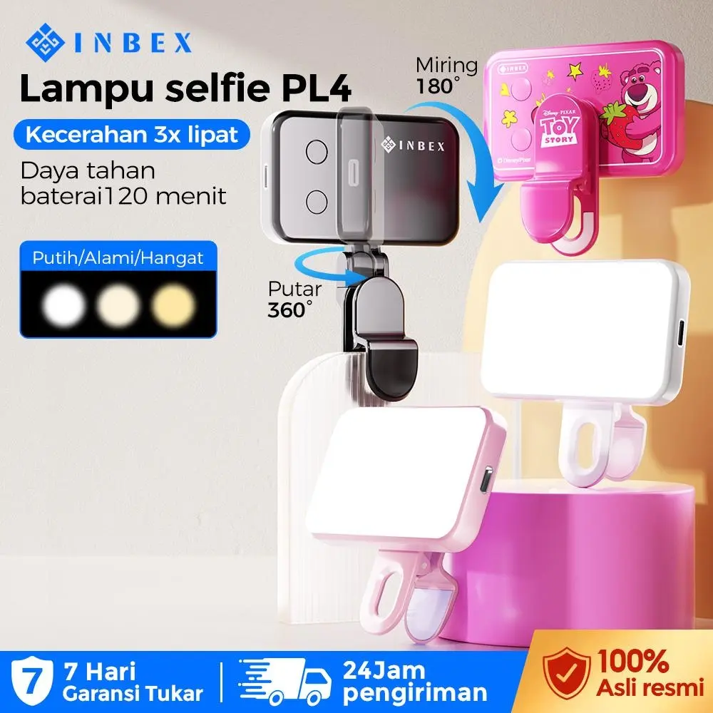 【K】【COD】【24H Shipping】【30 HARI】【Esok Sampai】INBEX PL4 Mini Portable LED Light untuk Selfie, Live Streaming, dan Fotografi – Lampu Saku untuk Kecantikan dan Penggunaan di Luar Ruangan