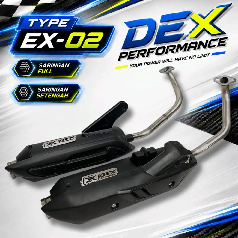 DEX PERFORMANCE EX-02 Knalpot Standar Racing  Suara Bass Adem Moncong Cincin Motorcycle Karbu Silincer