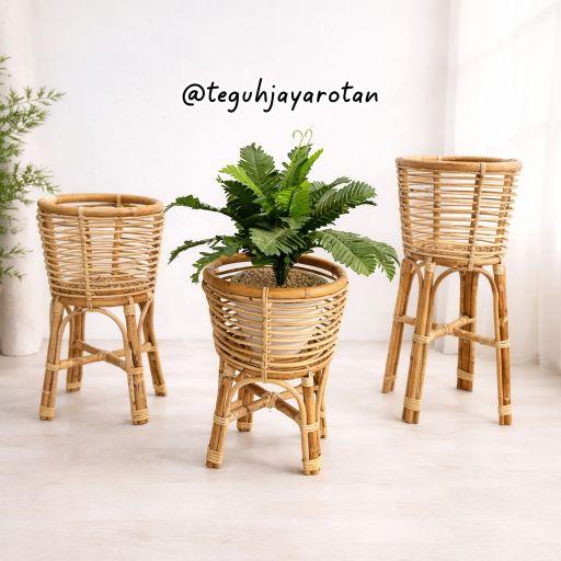 COD Standing Pot Rotan Alami Sudah Finishing Teguh Jayarotan Pot Tanaman Rotan Asli untuk Dekorasi Rumah