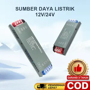 Trafo Tipis 220V ke 12V & 24V 100W200W300W400W Power Supply LED  Lampu Strip Hemat Ruang
