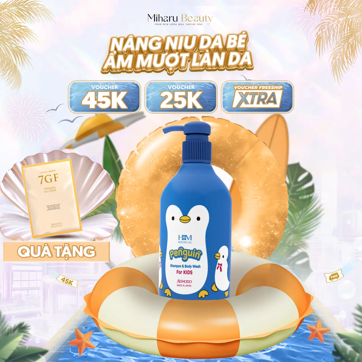 Sữa Tắm Gội Dịu Nhẹ Cho Bé sơ sinh Penguin 400ml