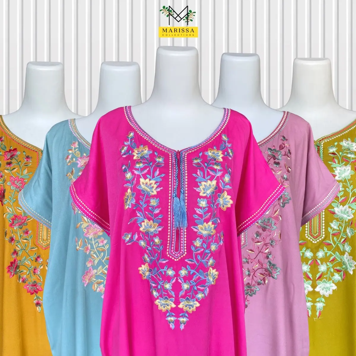 Marissa Collections - Daster Bordir Polos Premium Katun Rayon Twill  Busui  Motif Bunga
