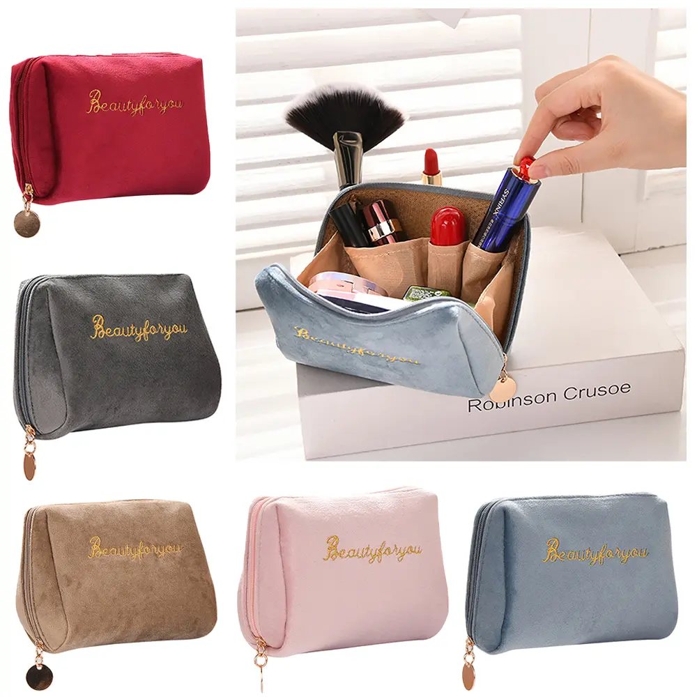 Women Mini Simple Velvet Makeup Bags Cosmetic Bags Handbags Lipstick Pouch