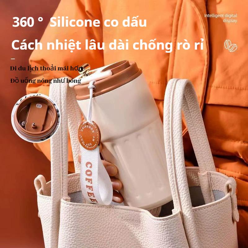 Cốc Giữ Nhiệt Thép Không Gỉ 316 Màn Hình Nhiệt Độ Thông Minh – Cốc Cà Phê Cao Cấp Cho Cô Gái, Thiết Kế Tinh Tế, Kèm Cốc Nước, Phù Hợp Văn Phòng binh giu nhiet 3