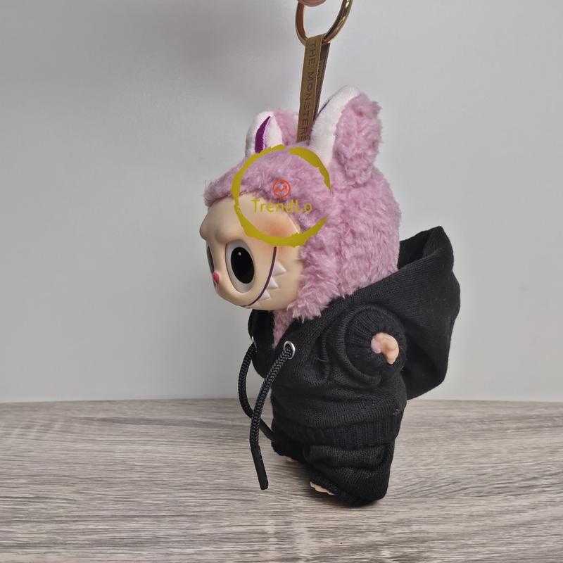 Product Introduction of Aksesoris Pakaian Boneka Labubu Hitam Putih Abu-abu - Hoodie + Sweater + Celana Ukuran 8cm 10