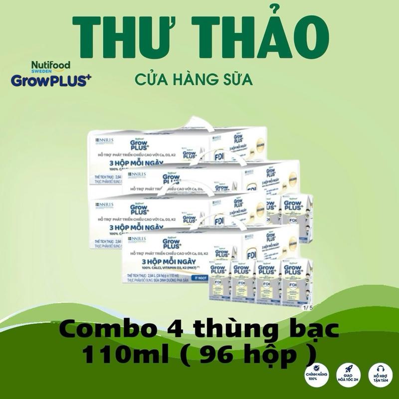 Combo 4 thùng sữa bột pha sẵn GROW PLUS BẠC 110ml. 1 Thùng 6 lốc