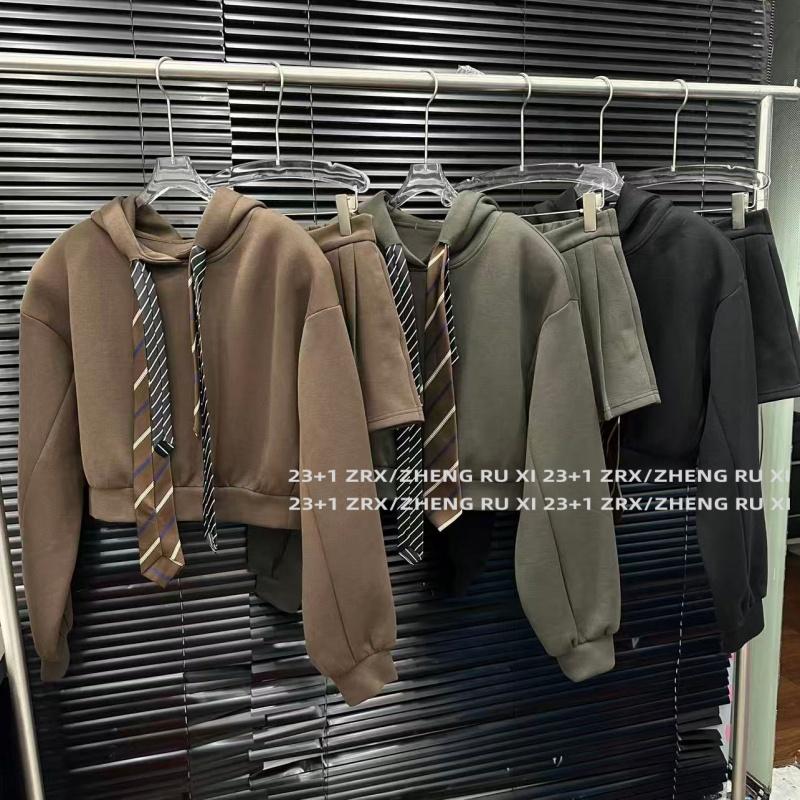 Bộ Áo Hoodie Và Chân Váy Thiết Kế Cà Vạt Độc Đáo Cho Nữ Trang Phục Hai Mảnh Dáng Rộng Thường Ngày 15163