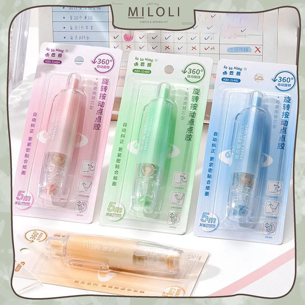 [MILOLI] 1Pcs TRANSPARANT 5M GLUE TAPE Type Dot Rolling Glue Tape DIY Scrapbook Journal BuJo Kits - F0406